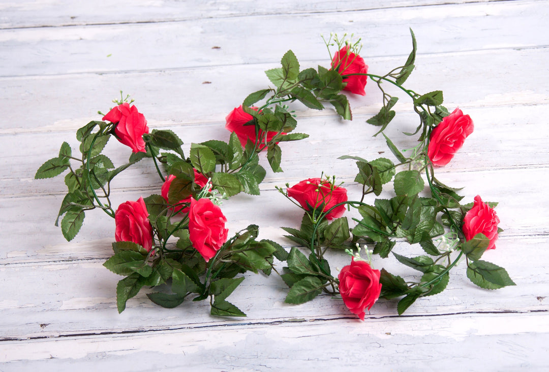 Best Artificial 7ft Pink Silk Rose Garland