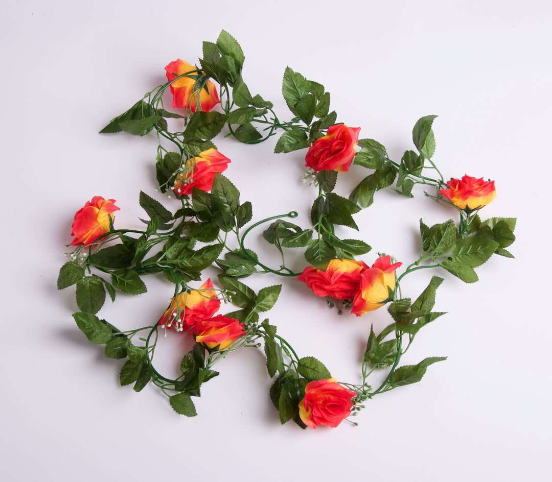 Best Artificial 7ft Red-Yellow Silk Rose Garland