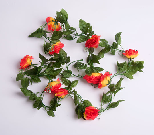 Best Artificial 7ft Red-Yellow Silk Rose Garland