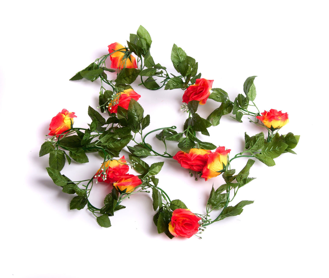 Best Artificial 7ft Red-Yellow Silk Rose Garland
