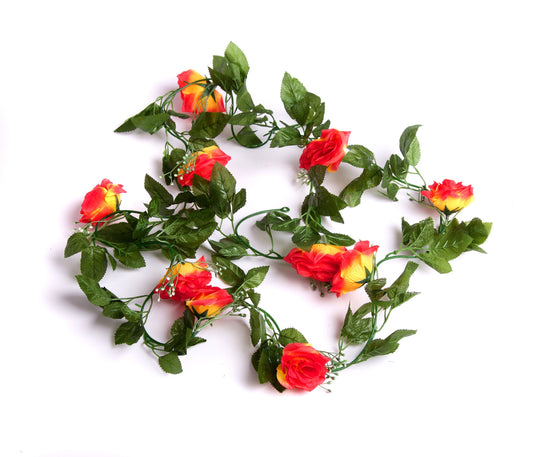 Best Artificial 7ft Red-Yellow Silk Rose Garland