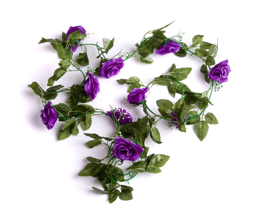 Best Artificial 7ft Purple Silk Rose Garland