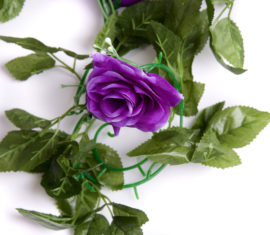 Best Artificial 7ft Purple Silk Rose Garland