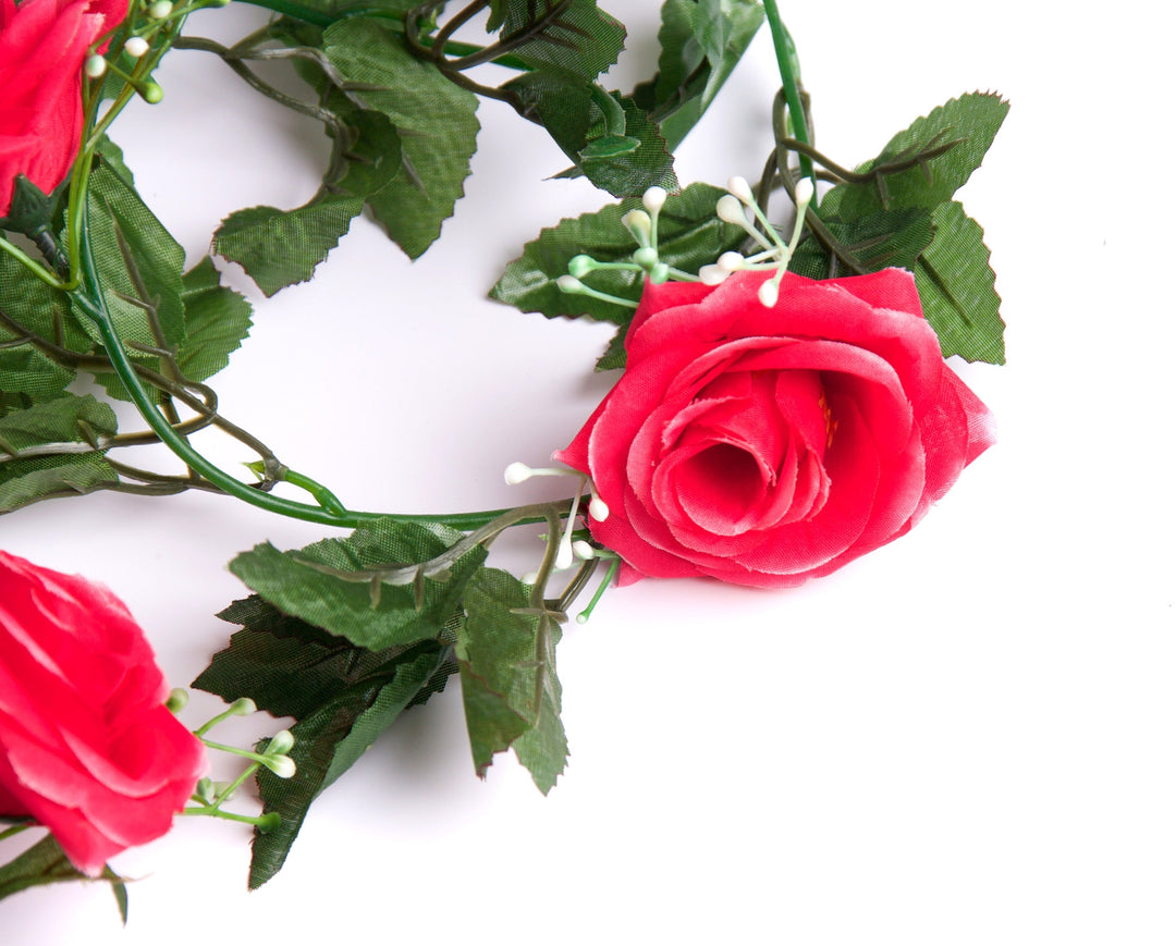 Best Artificial 7ft Pink Silk Rose Garland