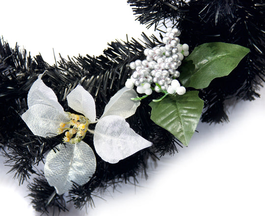 Best Artificial 6ft-9ft-12ft Black & Silver Decorated Christmas Garland - Optional Lights