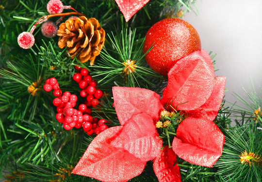 Best Artificial Christmas 6ft-9ft-12ft Red Decorated Garland - Optional Lights
