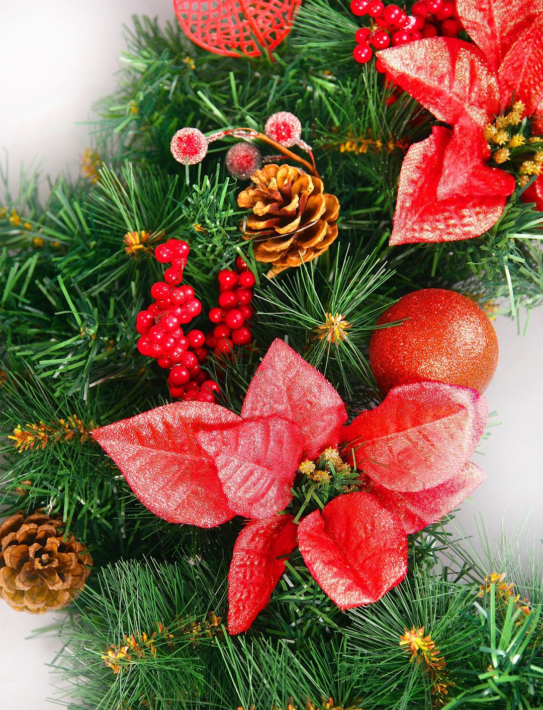 Best Artificial Christmas 6ft-9ft-12ft Red Decorated Garland - Optional Lights
