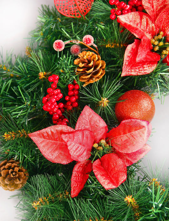 Best Artificial Christmas 6ft-9ft-12ft Red Decorated Garland - Optional Lights