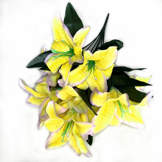 Best Artificial 45cm Stargazer Lillies 10 Head Flower Spray